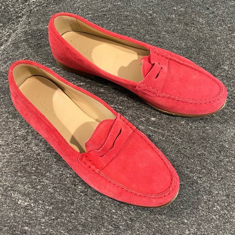 JCrew Red Suede Penny Loafer